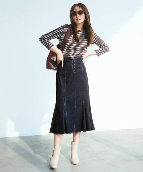 ANY SIS(エニィスィス)の「【美人百花9月号掲載】レディモードデニム スカート(デニムスカート・レディース・ネイビー系/ベージュ系・4)」の6枚目の写真
