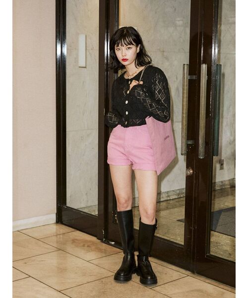 jouetie(ジュエティ)の「バックレースアップショートパンツ(デニムパンツ・レディース・ライトブルー/ブラック/ピンク・SMALL/MEDIUM)」の9枚目の写真