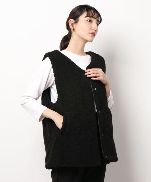 RETRO GIRL（レトロガール）の「キルトボアリバーベスト（ベスト・レディース・ブラック/オフホワイト/ブラウン・FREE）」の10枚目の写真