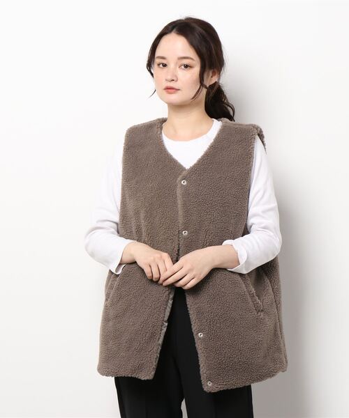 RETRO GIRL（レトロガール）の「キルトボアリバーベスト（ベスト・レディース・ブラック/オフホワイト/ブラウン・FREE）」の22枚目の写真