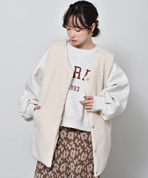 RETRO GIRL（レトロガール）の「キルトボアリバーベスト（ベスト・レディース・ブラック/オフホワイト/ブラウン・FREE）」の2枚目の写真