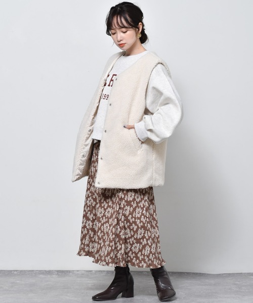 RETRO GIRL（レトロガール）の「キルトボアリバーベスト（ベスト・レディース・ブラック/オフホワイト/ブラウン・FREE）」の16枚目の写真