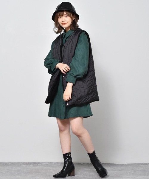 RETRO GIRL（レトロガール）の「キルトボアリバーベスト（ベスト・レディース・ブラック/オフホワイト/ブラウン・FREE）」の17枚目の写真