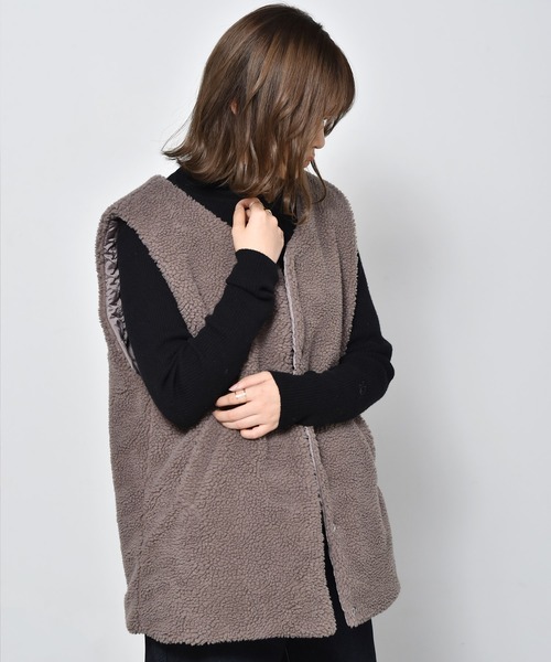 RETRO GIRL（レトロガール）の「キルトボアリバーベスト（ベスト・レディース・ブラック/オフホワイト/ブラウン・FREE）」の8枚目の写真