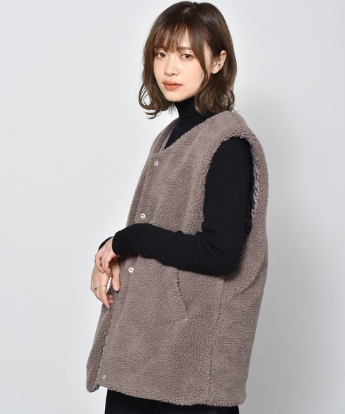 RETRO GIRL（レトロガール）の「キルトボアリバーベスト（ベスト・レディース・ブラック/オフホワイト/ブラウン・FREE）」の20枚目の写真