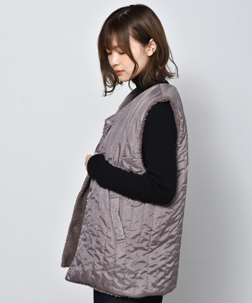 RETRO GIRL（レトロガール）の「キルトボアリバーベスト（ベスト・レディース・ブラック/オフホワイト/ブラウン・FREE）」の9枚目の写真