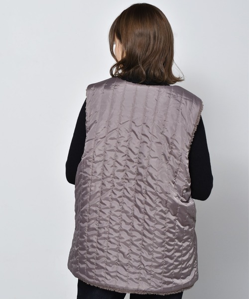 RETRO GIRL（レトロガール）の「キルトボアリバーベスト（ベスト・レディース・ブラック/オフホワイト/ブラウン・FREE）」の21枚目の写真