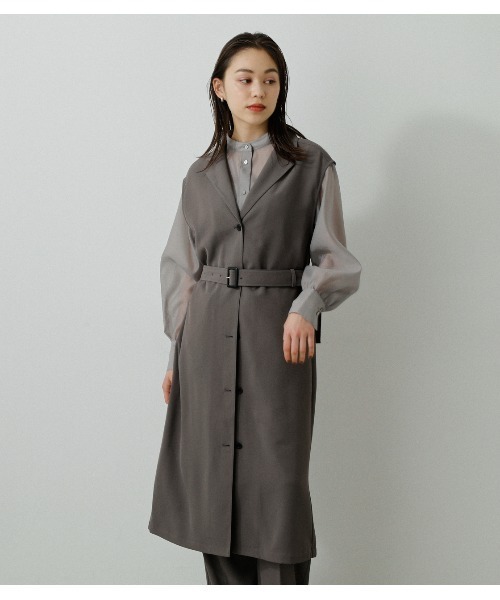 AZUL by moussy（アズールバイマウジー）の「TWILL TAILORED VEST/ツイルテイラードベスト（ベスト・レディース・ライトブルー/スモークピンク/チャコールグレー/アイボリー・MEDIUM/SMALL）」の3枚目の写真