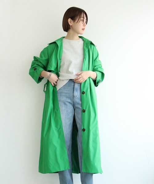 notch.（ノッチ）の「ナイロンポリカラートレンチコート（トレンチコート・レディース・オフホワイト/グリーン/レモンイエロー/オレンジ・M/TM）」の13枚目の写真