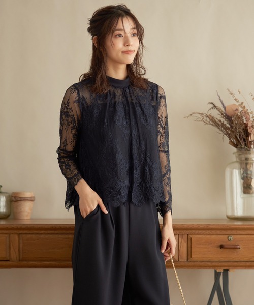 Kana（カナ）の「レーストップス/ワイドパンツ 結婚式 お呼ばれ パーティー セットアップドレス（パンツドレス・レディース・ネイビー/グレー/ブラック・S/L/M）」の17枚目の写真