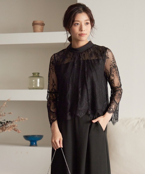 Kana（カナ）の「レーストップス/ワイドパンツ 結婚式 お呼ばれ パーティー セットアップドレス（パンツドレス・レディース・ネイビー/グレー/ブラック・S/L/M）」の6枚目の写真