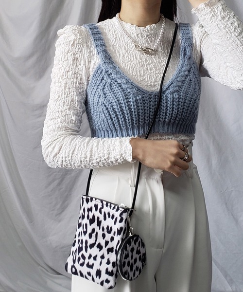 me+em select（ミームセレクト）の「【2点セットアイテム】シャーリングパフブラウス＋ローゲージニットビスチェ　SET（Tシャツ/カットソー・レディース・パープル/オリーブ/ブルー/マスタード/モカ・FREE）」の19枚目の写真