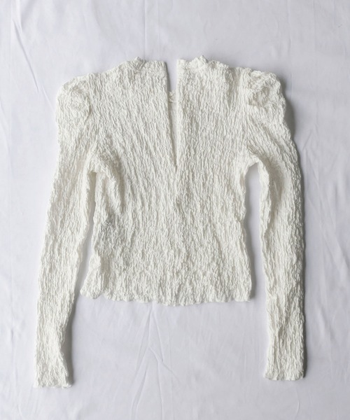 me+em select（ミームセレクト）の「【2点セットアイテム】シャーリングパフブラウス＋ローゲージニットビスチェ　SET（Tシャツ/カットソー・レディース・パープル/オリーブ/ブルー/マスタード/モカ・FREE）」の14枚目の写真