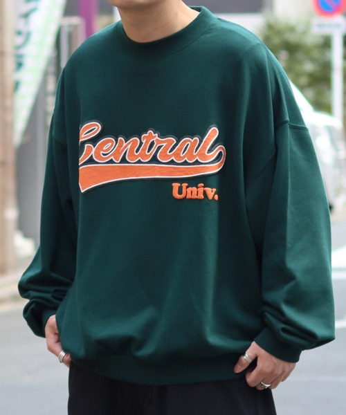 ILL'S（イルズ）の「ILL'S / イルズ カレッジロゴビッグシルエットスウェット（スウェット・メンズ・チャコールグレー/杢グレー/ワイン/ホワイト/ブラック/グリーン/ダークグレー/ライトグレー/グリーン×オレンジ・M/L）」の8枚目の写真