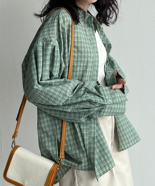 w closet（ダブルクローゼット）の「【SETUP対応】先染めチェックシャツはおり（シャツ/ブラウス・レディース・イエロー/グリーン・FREE）」の17枚目の写真