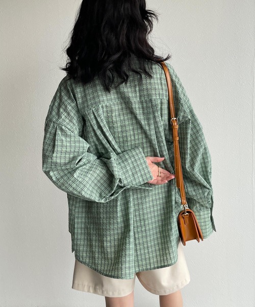 w closet（ダブルクローゼット）の「【SETUP対応】先染めチェックシャツはおり（シャツ/ブラウス・レディース・イエロー/グリーン・FREE）」の18枚目の写真