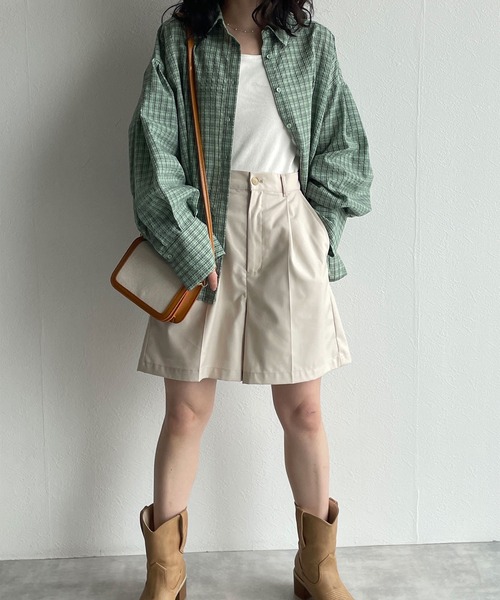 w closet（ダブルクローゼット）の「【SETUP対応】先染めチェックシャツはおり（シャツ/ブラウス・レディース・イエロー/グリーン・FREE）」の19枚目の写真
