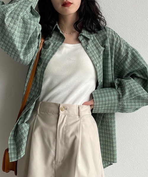 w closet（ダブルクローゼット）の「【SETUP対応】先染めチェックシャツはおり（シャツ/ブラウス・レディース・イエロー/グリーン・FREE）」の20枚目の写真
