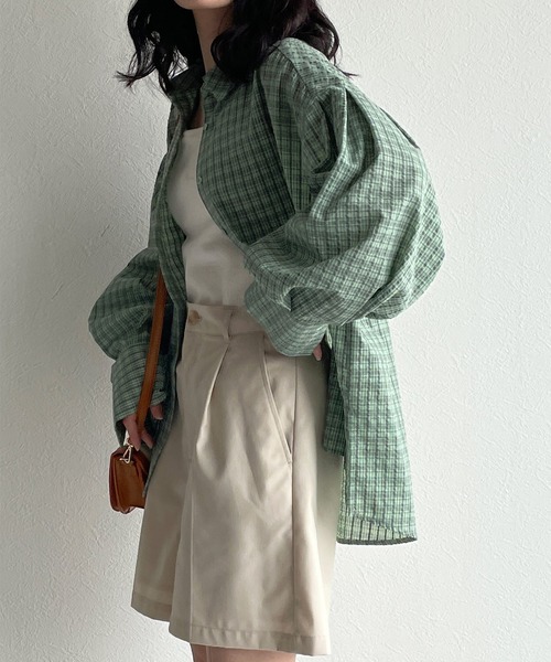 w closet（ダブルクローゼット）の「【SETUP対応】先染めチェックシャツはおり（シャツ/ブラウス・レディース・イエロー/グリーン・FREE）」の21枚目の写真