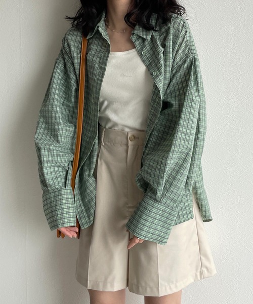 w closet（ダブルクローゼット）の「【SETUP対応】先染めチェックシャツはおり（シャツ/ブラウス・レディース・イエロー/グリーン・FREE）」の22枚目の写真