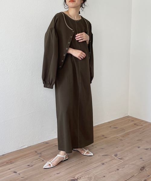 wee9s（ウィークス）の「mulch way ! one piece × cardigan set  / マルチウェイワンピースカーディガンセット（ワンピース・レディース・イエロー/ブラウン・FREE）」の20枚目の写真