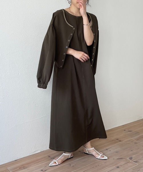 wee9s（ウィークス）の「mulch way ! one piece × cardigan set  / マルチウェイワンピースカーディガンセット（ワンピース・レディース・イエロー/ブラウン・FREE）」の21枚目の写真