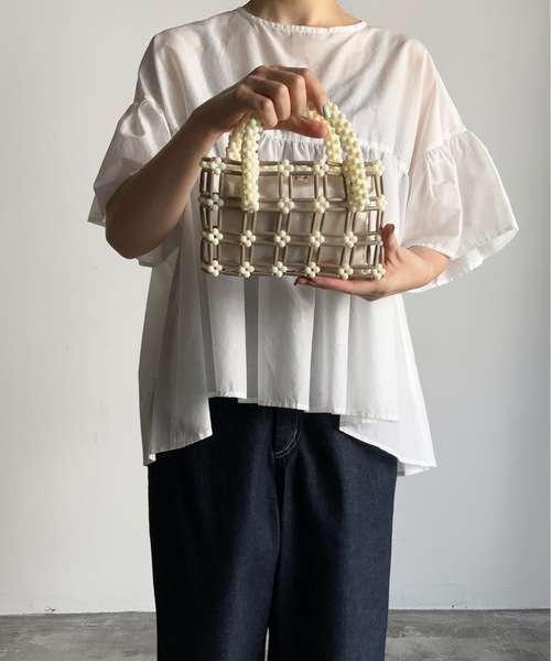 COMMON WARE（コモンウェアー）の「EM:おはなビーズバッグ ミニハンドバッグ（ハンドバッグ・レディース・ホワイト/ブラック/ベージュ・FREE）」の3枚目の写真