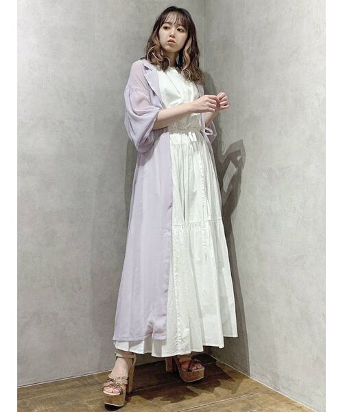 dazzlin(ダズリン)の「シアーラペルロングシャツ(シャツ/ブラウス・レディース・ラベンダー/オフホワイト・FREE)」の1枚目の写真