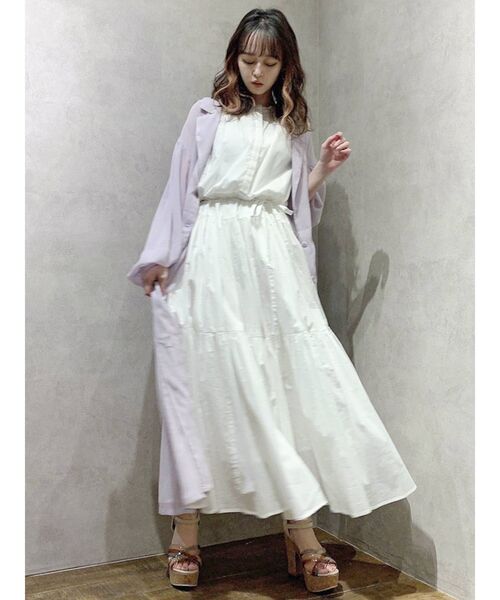 dazzlin(ダズリン)の「シアーラペルロングシャツ(シャツ/ブラウス・レディース・ラベンダー/オフホワイト・FREE)」の6枚目の写真