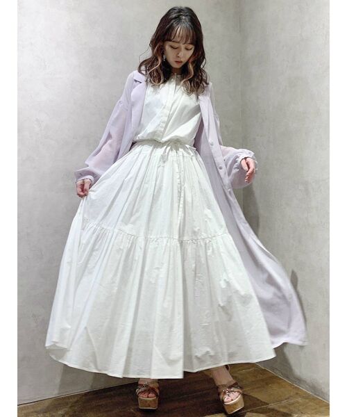 dazzlin(ダズリン)の「シアーラペルロングシャツ(シャツ/ブラウス・レディース・ラベンダー/オフホワイト・FREE)」の7枚目の写真