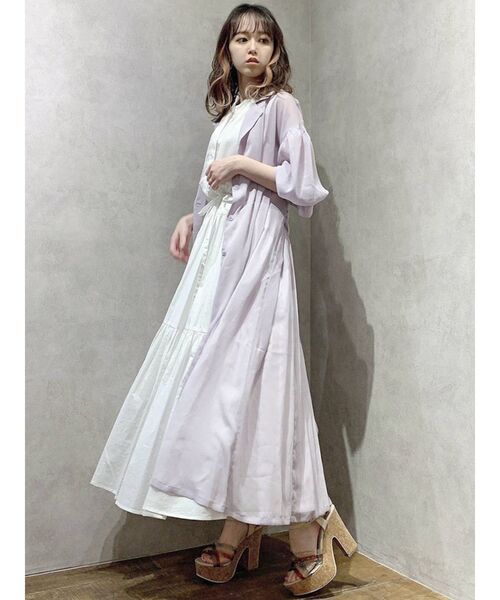 dazzlin(ダズリン)の「シアーラペルロングシャツ(シャツ/ブラウス・レディース・ラベンダー/オフホワイト・FREE)」の9枚目の写真