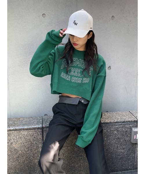 ENVYM（アンビー）の「ステッチロゴショートＰＯ（スウェット・レディース・ホワイト/ブラック/グリーン・FREE）」の3枚目の写真