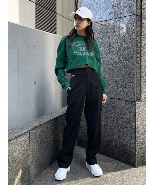 ENVYM（アンビー）の「ステッチロゴショートＰＯ（スウェット・レディース・ホワイト/ブラック/グリーン・FREE）」の7枚目の写真