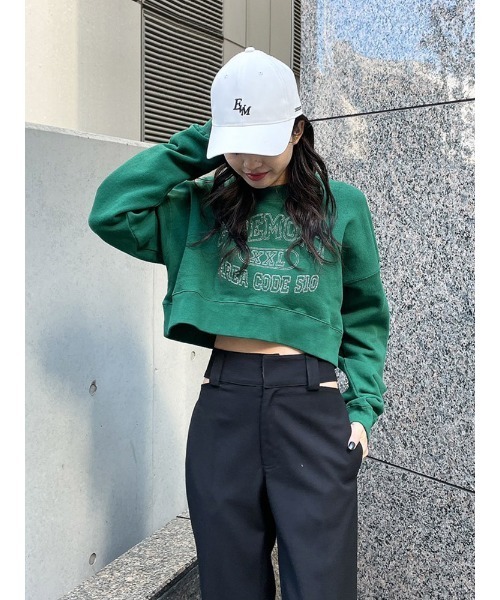 ENVYM（アンビー）の「ステッチロゴショートＰＯ（スウェット・レディース・ホワイト/ブラック/グリーン・FREE）」の5枚目の写真