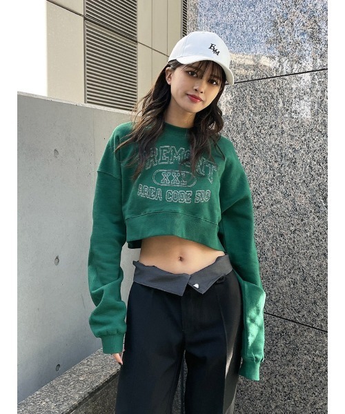 ENVYM（アンビー）の「ステッチロゴショートＰＯ（スウェット・レディース・ホワイト/ブラック/グリーン・FREE）」の8枚目の写真