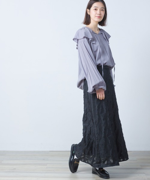 OMNES（オムネス）の「フラワージャガードAラインスカート（スカート・レディース・ホワイト/ブラック/パープル・FREE）」の13枚目の写真