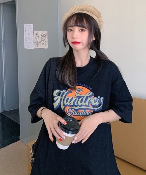 BASQUE magenta（バスクマゼンタ）の「ヴィンテージデザインプリントビッグシルエットTシャツ（Tシャツ/カットソー・レディース・ホワイト/ブラック/パープル/ブルー/ホワイト系・FREE）」の8枚目の写真