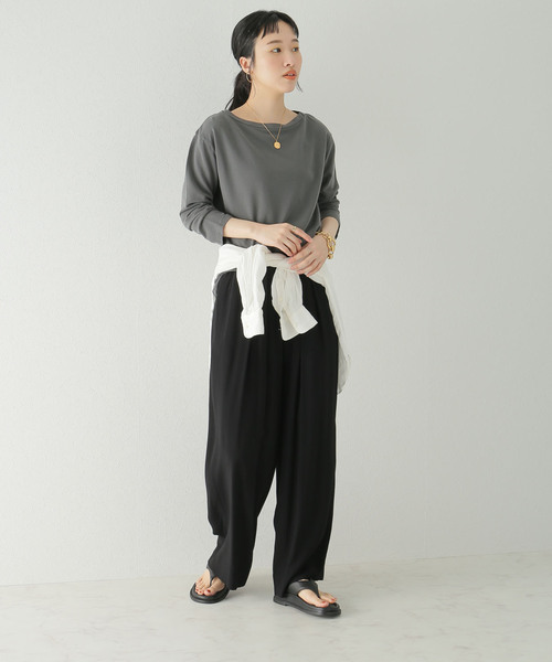 plage（プラージュ）の「Decolleteシチブソデプルオーバー（Tシャツ/カットソー・レディース・ホワイト/チャコールグレー・FREE）」の3枚目の写真