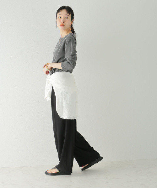 plage（プラージュ）の「Decolleteシチブソデプルオーバー（Tシャツ/カットソー・レディース・ホワイト/チャコールグレー・FREE）」の4枚目の写真