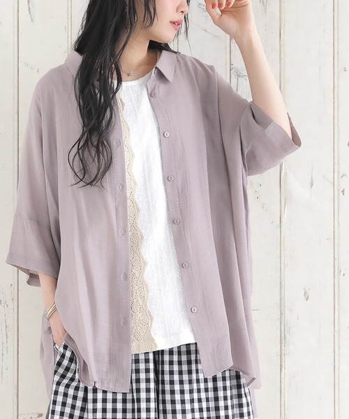 n'OrLABEL（ノアールレーベル）の「【廃盤】『ゆるひらスラブロングシャツ』（シャツ/ブラウス・レディース・ブラック/モカ/ピンク/グレー/ミント/ライトベージュ/グレイッシュブルー・FREE）」の3枚目の写真