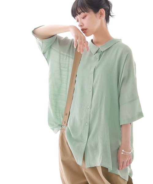 n'OrLABEL（ノアールレーベル）の「【廃盤】『ゆるひらスラブロングシャツ』（シャツ/ブラウス・レディース・ブラック/モカ/ピンク/グレー/ミント/ライトベージュ/グレイッシュブルー・FREE）」の6枚目の写真