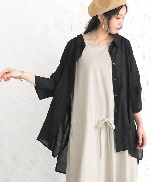 n'OrLABEL（ノアールレーベル）の「【廃盤】『ゆるひらスラブロングシャツ』（シャツ/ブラウス・レディース・ブラック/モカ/ピンク/グレー/ミント/ライトベージュ/グレイッシュブルー・FREE）」の2枚目の写真