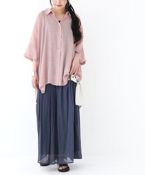 n'OrLABEL（ノアールレーベル）の「【廃盤】『ゆるひらスラブロングシャツ』（シャツ/ブラウス・レディース・ブラック/モカ/ピンク/グレー/ミント/ライトベージュ/グレイッシュブルー・FREE）」の12枚目の写真