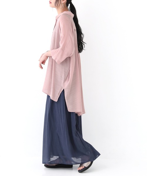 n'OrLABEL（ノアールレーベル）の「【廃盤】『ゆるひらスラブロングシャツ』（シャツ/ブラウス・レディース・ブラック/モカ/ピンク/グレー/ミント/ライトベージュ/グレイッシュブルー・FREE）」の13枚目の写真