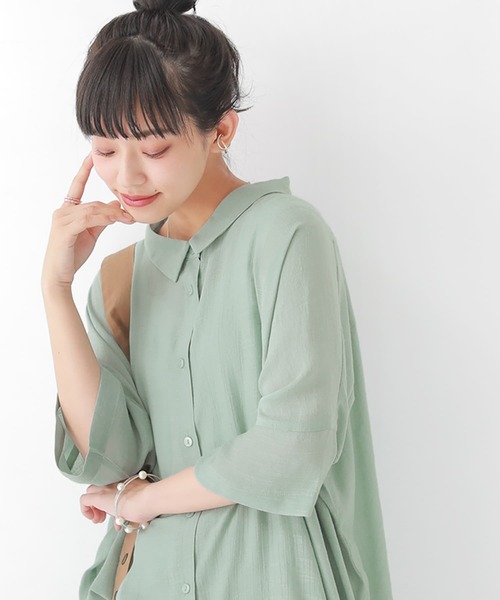 n'OrLABEL（ノアールレーベル）の「【廃盤】『ゆるひらスラブロングシャツ』（シャツ/ブラウス・レディース・ブラック/モカ/ピンク/グレー/ミント/ライトベージュ/グレイッシュブルー・FREE）」の15枚目の写真