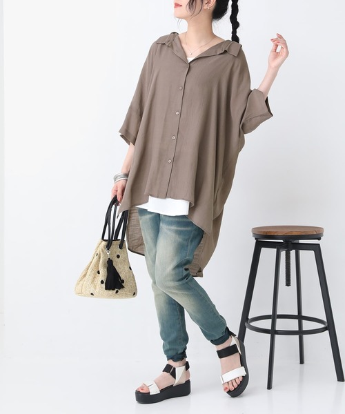 n'OrLABEL（ノアールレーベル）の「【廃盤】『ゆるひらスラブロングシャツ』（シャツ/ブラウス・レディース・ブラック/モカ/ピンク/グレー/ミント/ライトベージュ/グレイッシュブルー・FREE）」の21枚目の写真