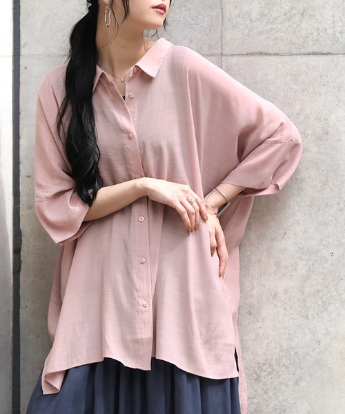 n'OrLABEL（ノアールレーベル）の「【廃盤】『ゆるひらスラブロングシャツ』（シャツ/ブラウス・レディース・ブラック/モカ/ピンク/グレー/ミント/ライトベージュ/グレイッシュブルー・FREE）」の9枚目の写真