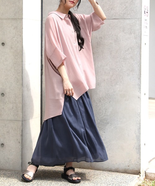 n'OrLABEL（ノアールレーベル）の「【廃盤】『ゆるひらスラブロングシャツ』（シャツ/ブラウス・レディース・ブラック/モカ/ピンク/グレー/ミント/ライトベージュ/グレイッシュブルー・FREE）」の10枚目の写真