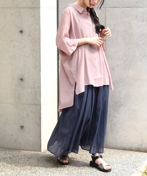 n'OrLABEL（ノアールレーベル）の「【廃盤】『ゆるひらスラブロングシャツ』（シャツ/ブラウス・レディース・ブラック/モカ/ピンク/グレー/ミント/ライトベージュ/グレイッシュブルー・FREE）」の11枚目の写真