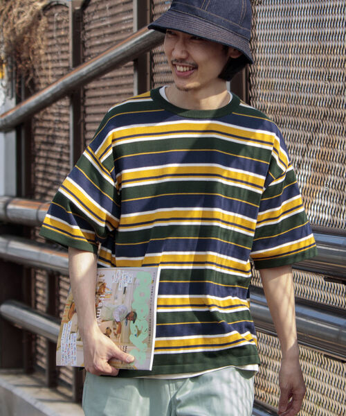 GLOSTER（グロスター）の「【GLOSTER/グロスター】OLDボーダーニットTシャツ（Tシャツ/カットソー・メンズ・グリーン系その他/ブルー系その他・MEDIUM/LARGE）」の2枚目の写真